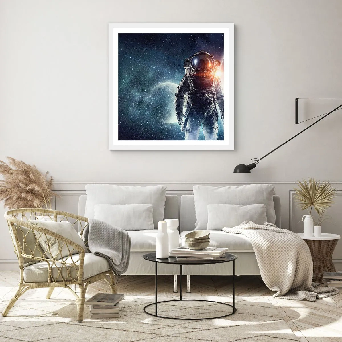 Poster in cornice bianca - Avventura nello spazio - 40x40 cm