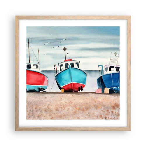 Poster in cornice rovere chiaro - Pronte alla pesca - 50x50 cm