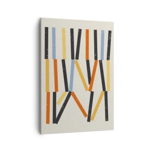 Quadro su tela - Stampe su Tela - Composizione astratta con rettangoli colorati e neri disposti orizzontalmente - 50x70cm - Composizione orizzontale - Decorazione murale moderna per soggiorno e camera da letto ARTTOR