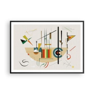 Poster in cornice nera - Astrazione colorata con forme geometriche - 100x70cm - E il mondo ride - Decorazione murale moderna per soggiorno e camera da letto ARTTOR
