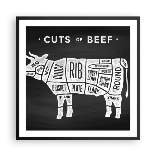 Poster in cornice nera - Il sillabario del macellaio - 60x60 cm