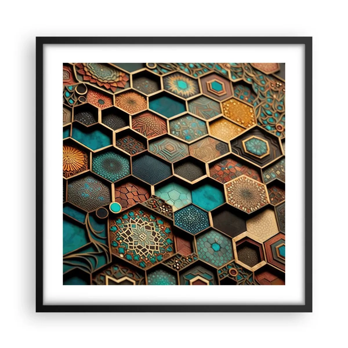 Poster in cornice nera - Decorazioni arabe: variazione - 50x50 cm