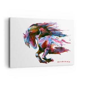 Quadro su tela - Stampe su Tela - Un cavallo dai colori astratti e dinamici che simboleggia la libertà - 120x80cm - In estasi - Decorazione murale moderna per soggiorno e camera da letto ARTTOR