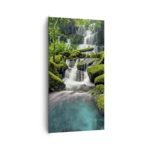 Quadro su tela - Stampe su Tela - Turchese, zaffiro e argento liquido - 65x120 cm