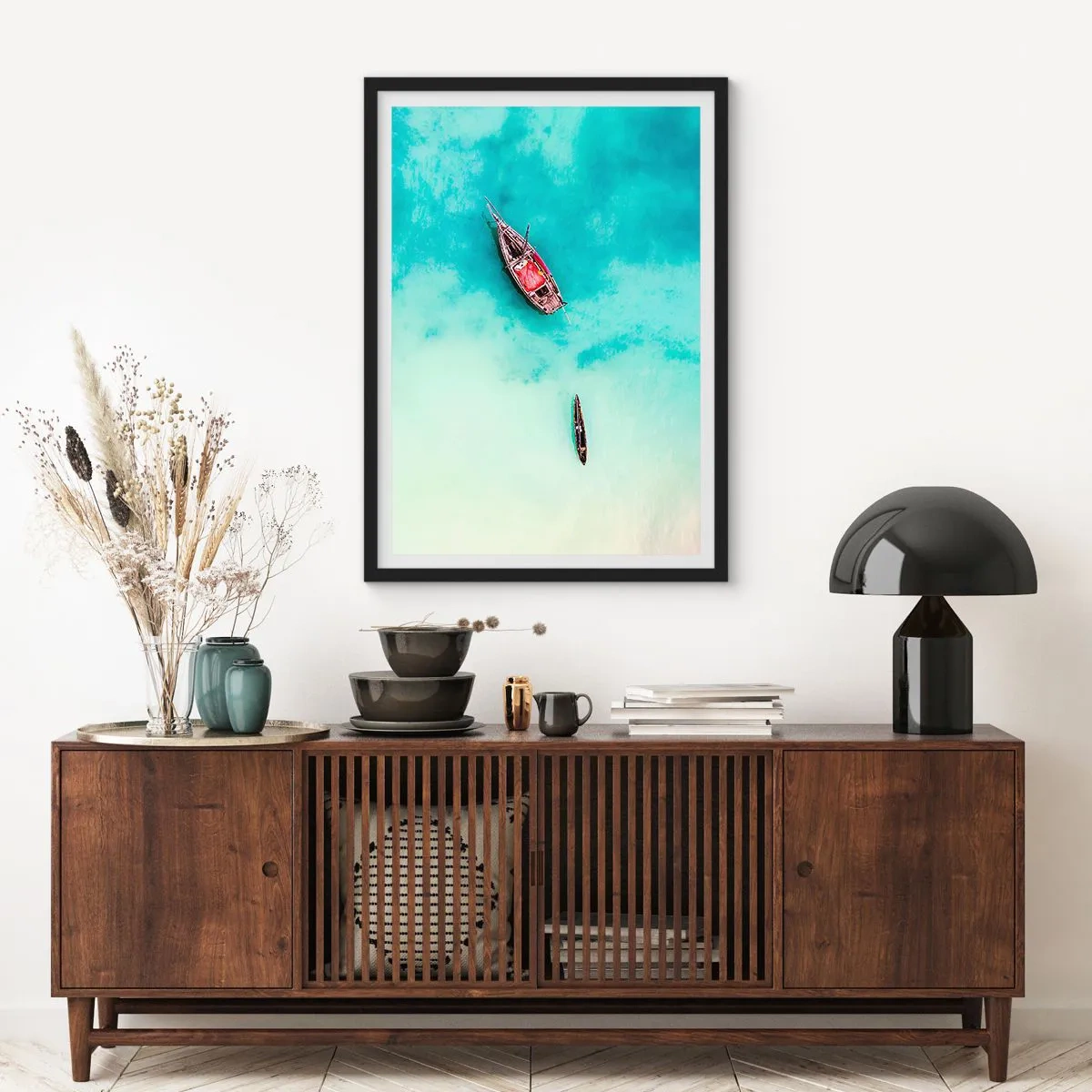 Poster in cornice nera - Nelle spiagge di Zanzibar, quando c'è troppa acqua... - 40x50 cm