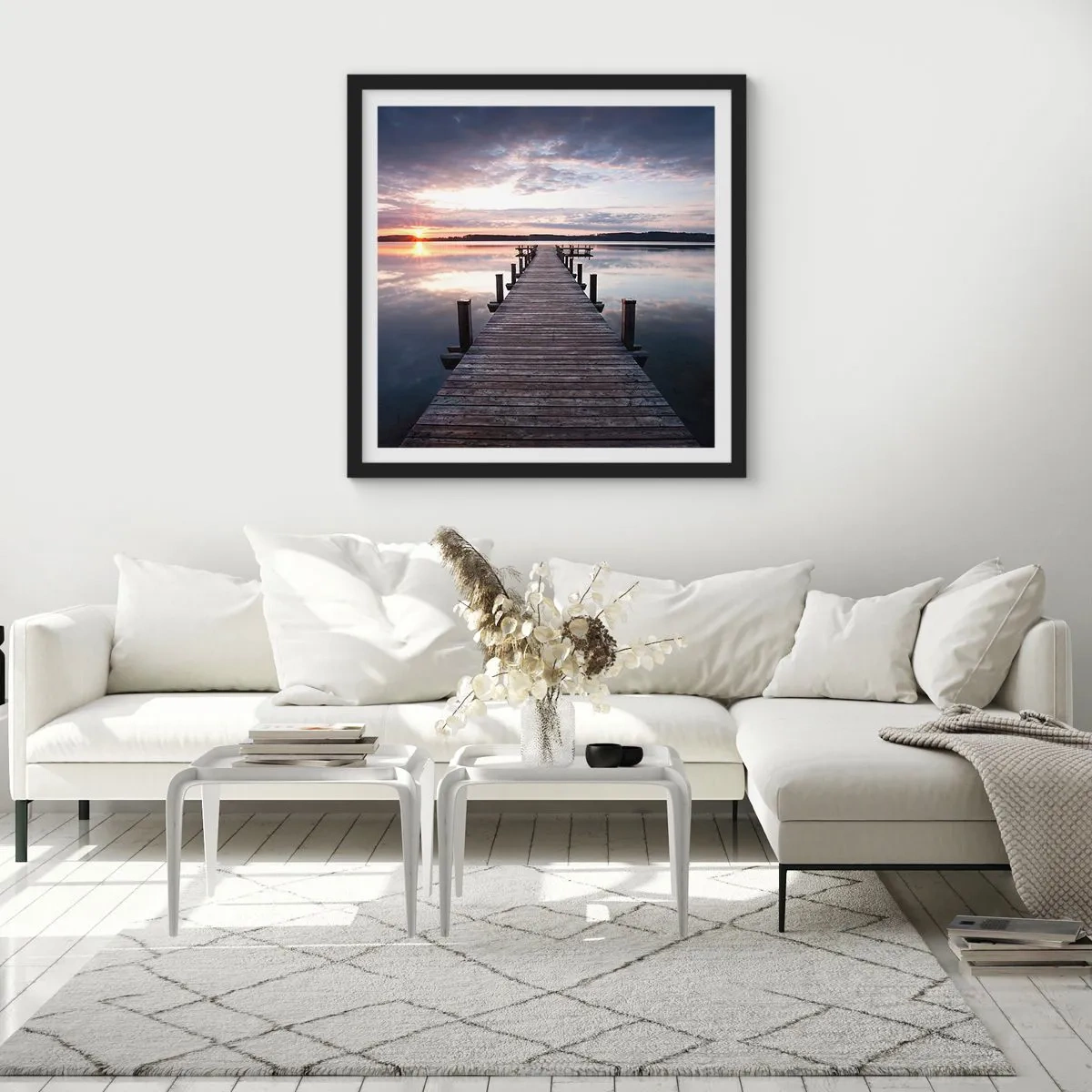 Poster in cornice nera - Il silenzioso confine del giorno e della notte - 60x60 cm