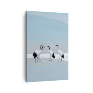 Quadro su tela - Stampe su Tela - Un gruppo di gru contro un cielo azzurro e il sole nascente - 80x120cm - Dopo un giorno rovente - Decorazione murale moderna per soggiorno e camera da letto ARTTOR