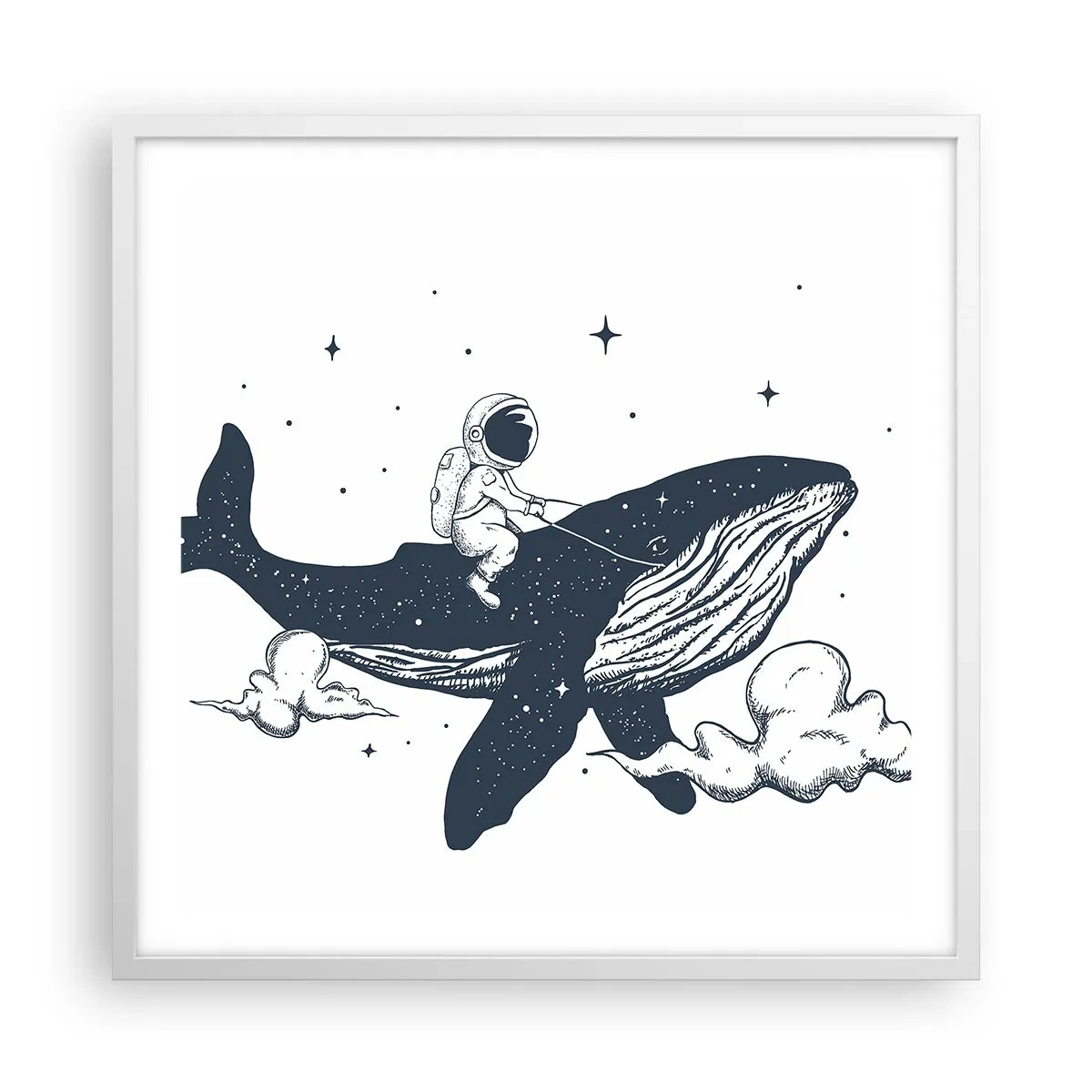 Poster in cornice bianca - Avventura nello spazio - 60x60 cm