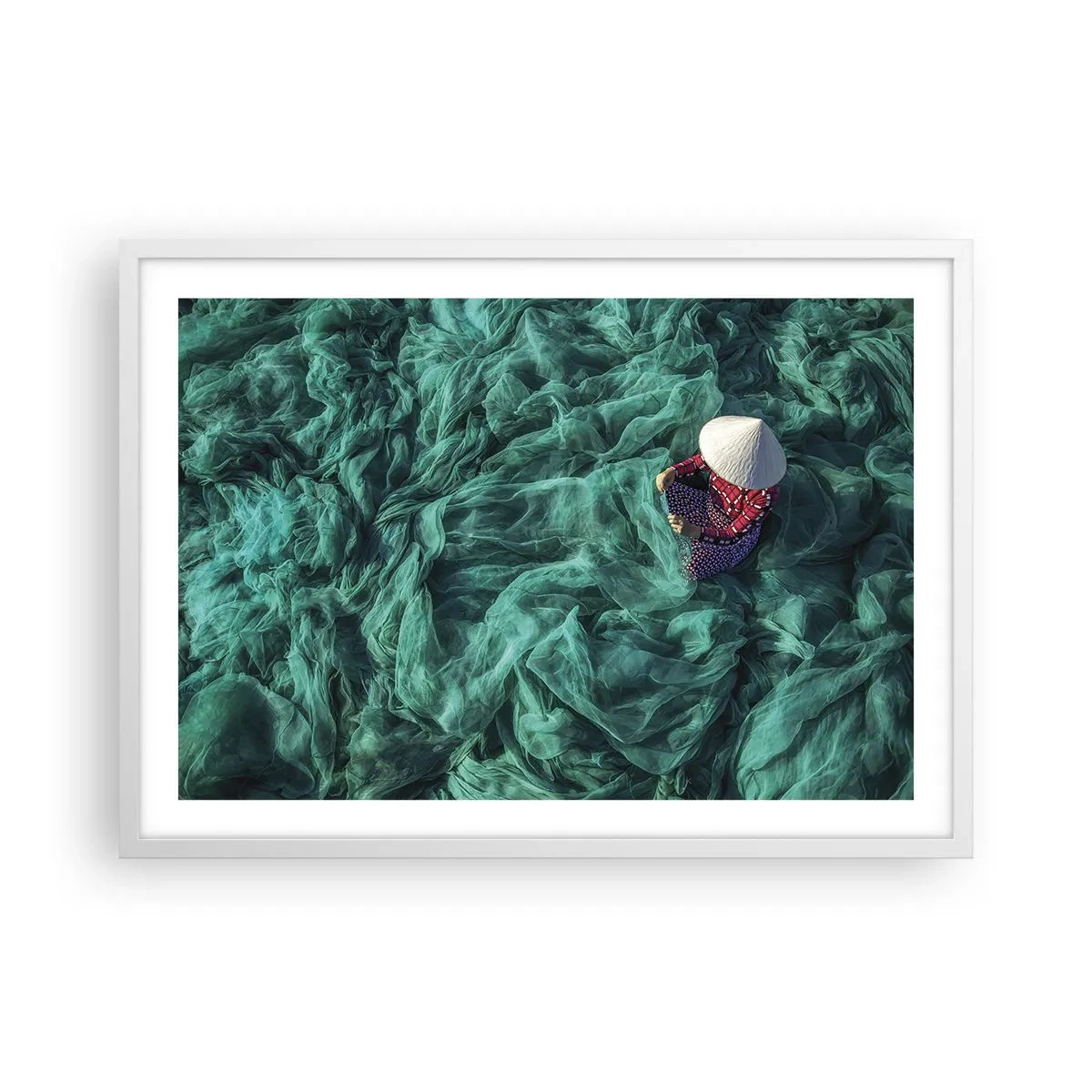 Poster in cornice bianca - Nel mare di reti - 70x50 cm