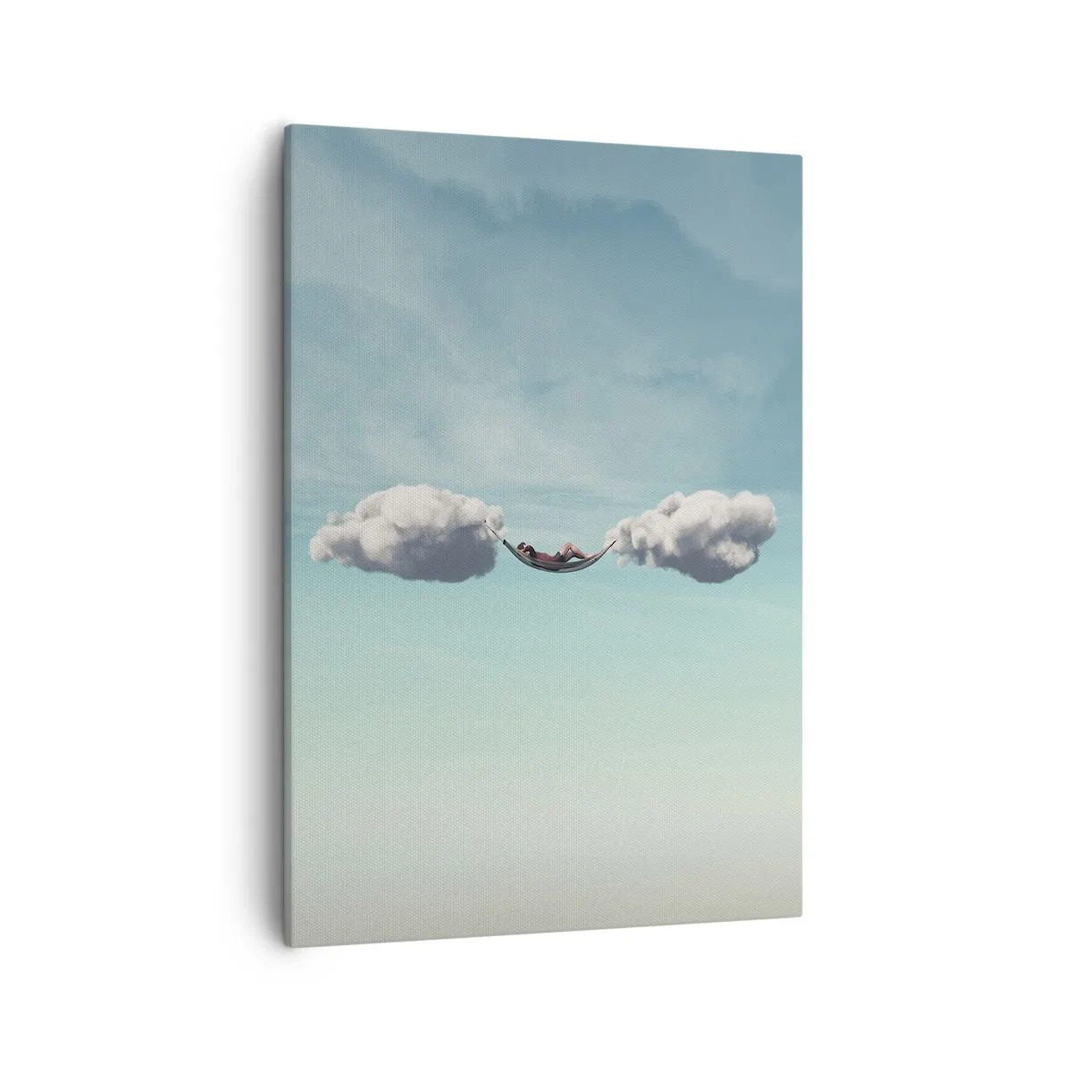 Quadro su tela - Stampe su Tela - Una persona che si rilassa su un'amaca sospesa tra le nuvole - 50x70cm - La felicità del momento - Decorazione murale moderna per soggiorno e camera da letto ARTTOR