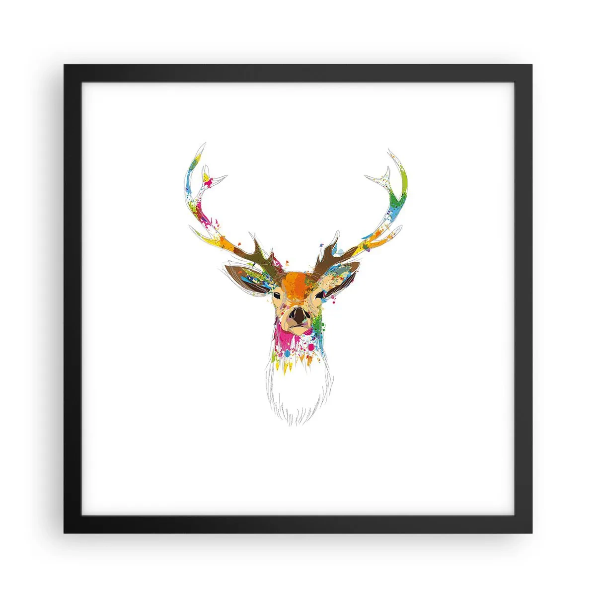 Poster in cornice nera - Mite cerbiatto immerso nel colore - 40x40 cm