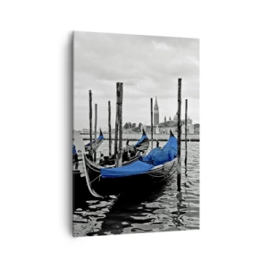 Quadro su tela - Stampe su Tela - Gondole a Venezia con coperture blu - 70x100cm - Venezia pensierosa - Decorazione murale moderna per soggiorno e camera da letto ARTTOR