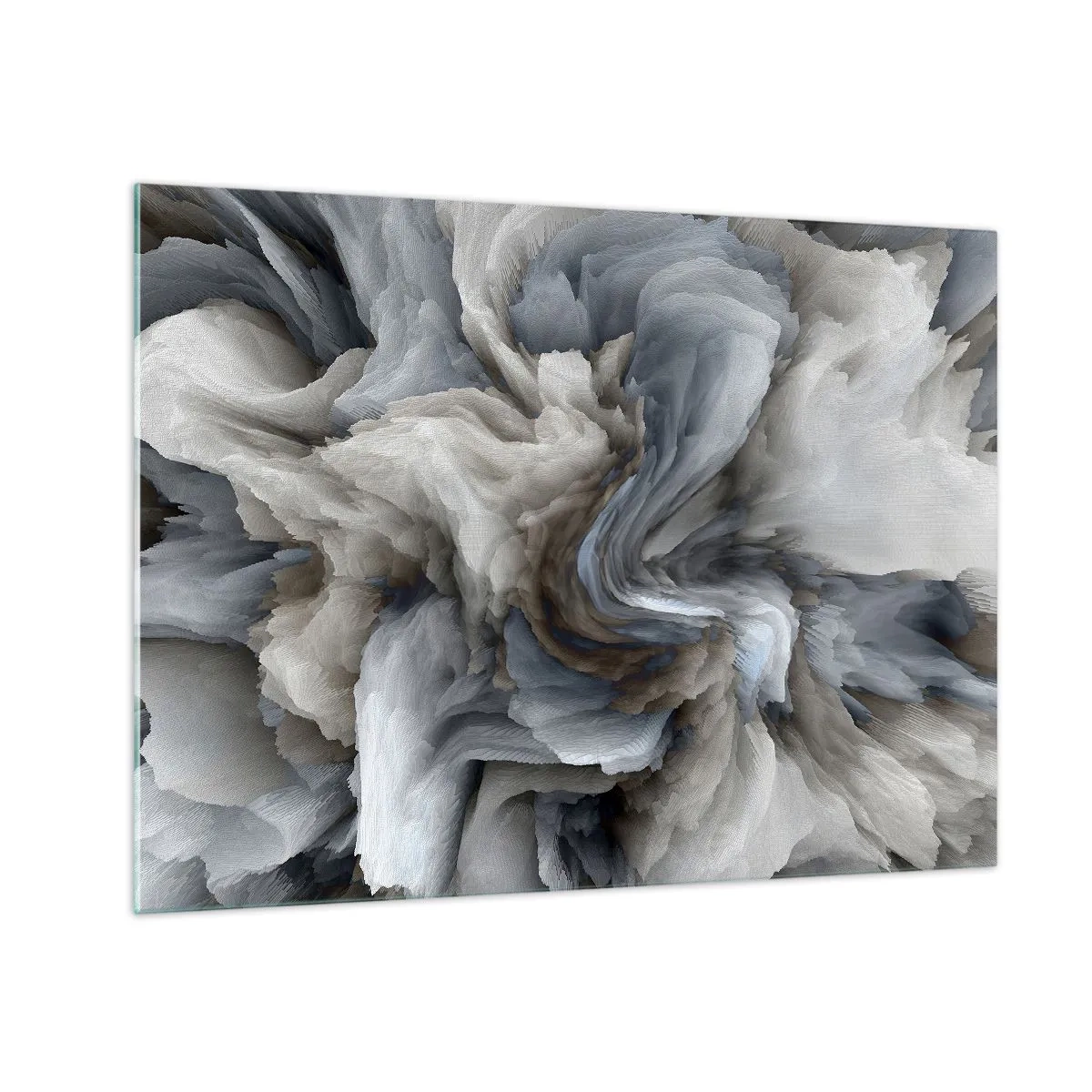 Quadro su vetro - Una composizione astratta che ricorda piume vorticose - 70x50cm - Pietra in fiore - Decorazione murale moderna per soggiorno e camera da letto ARTTOR