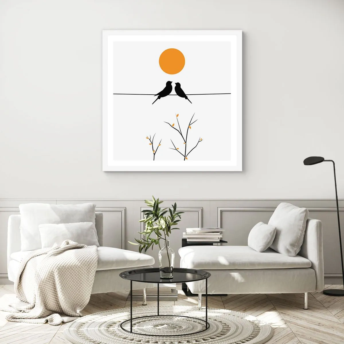 Poster in cornice bianca - Sera da usignoli - 40x40 cm