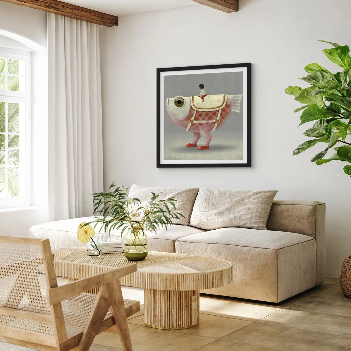 Poster in cornice nera - Il cavaliere del pesce - 50x50 cm