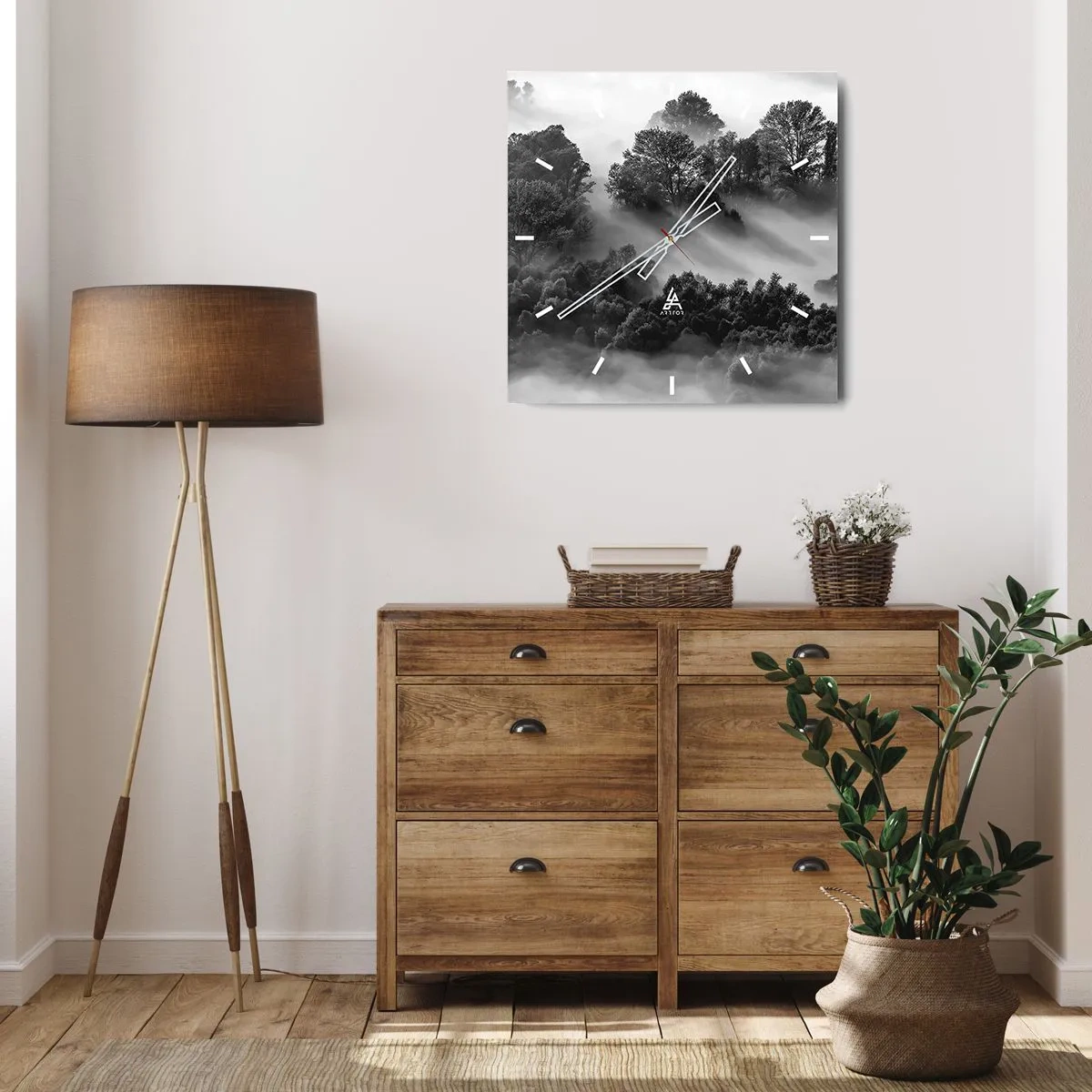 Orologio da parete - Orologio in Vetro - Risveglio dal sonno - 30x30 cm