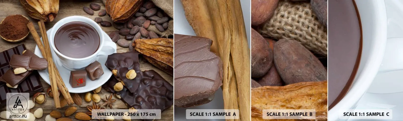 Campione Di Fotomurale Standard Eco - Dalla fantastica fabbrica di cioccolato - Gastronomia, Cioccolato, Caffè - 100x30 cm