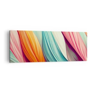 Quadro su tela - Stampe su Tela - Linee astratte in colori pastello e vivaci - 140x50cm - Intreccio arcobaleno - Decorazione murale moderna per soggiorno e camera da letto ARTTOR