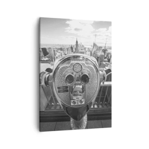Quadro su tela - Stampe su Tela - Vista monocromatica attraverso il telescopio del panorama della città - 50x70cm - Il centro del mondo - Decorazione murale moderna per soggiorno e camera da letto ARTTOR