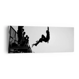 Quadro su tela - Stampe su Tela - Scena di skateboard in bianco e nero su una rampa - 140x50cm - Protagonisti e spettatori - Decorazione murale moderna per soggiorno e camera da letto ARTTOR