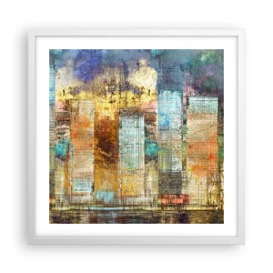Poster in cornice bianca - Metropoli nel sole - 50x50 cm