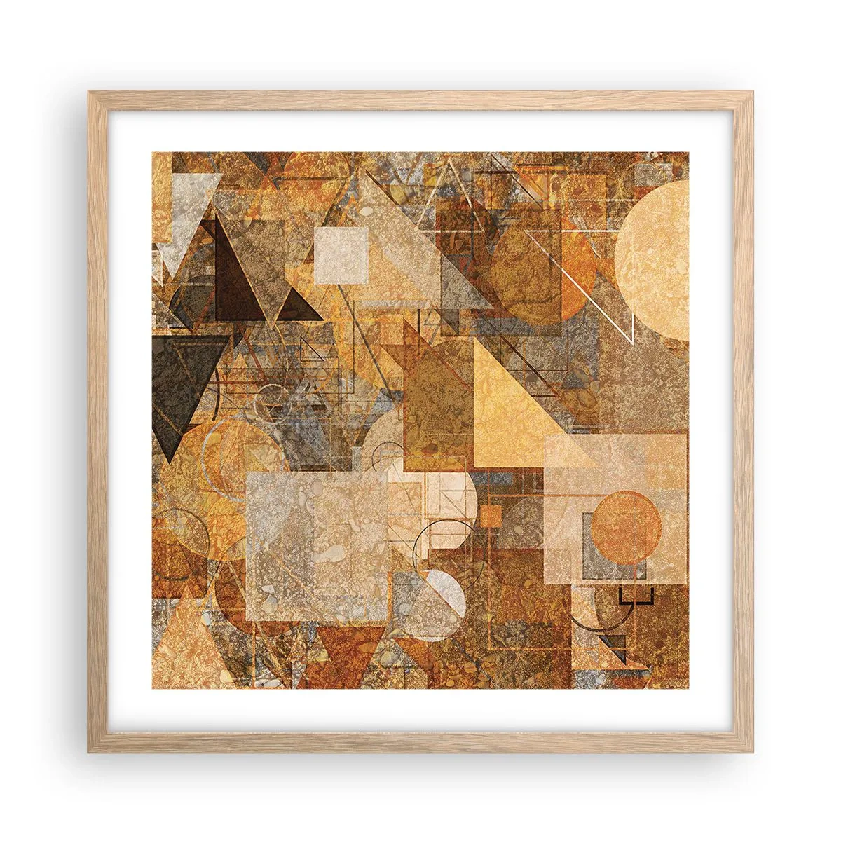 Poster in cornice rovere chiaro - Studio cubista in marrone - 50x50 cm