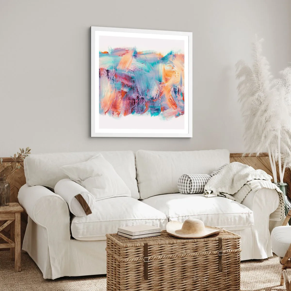 Poster in cornice bianca - Caos colorato - 60x60 cm