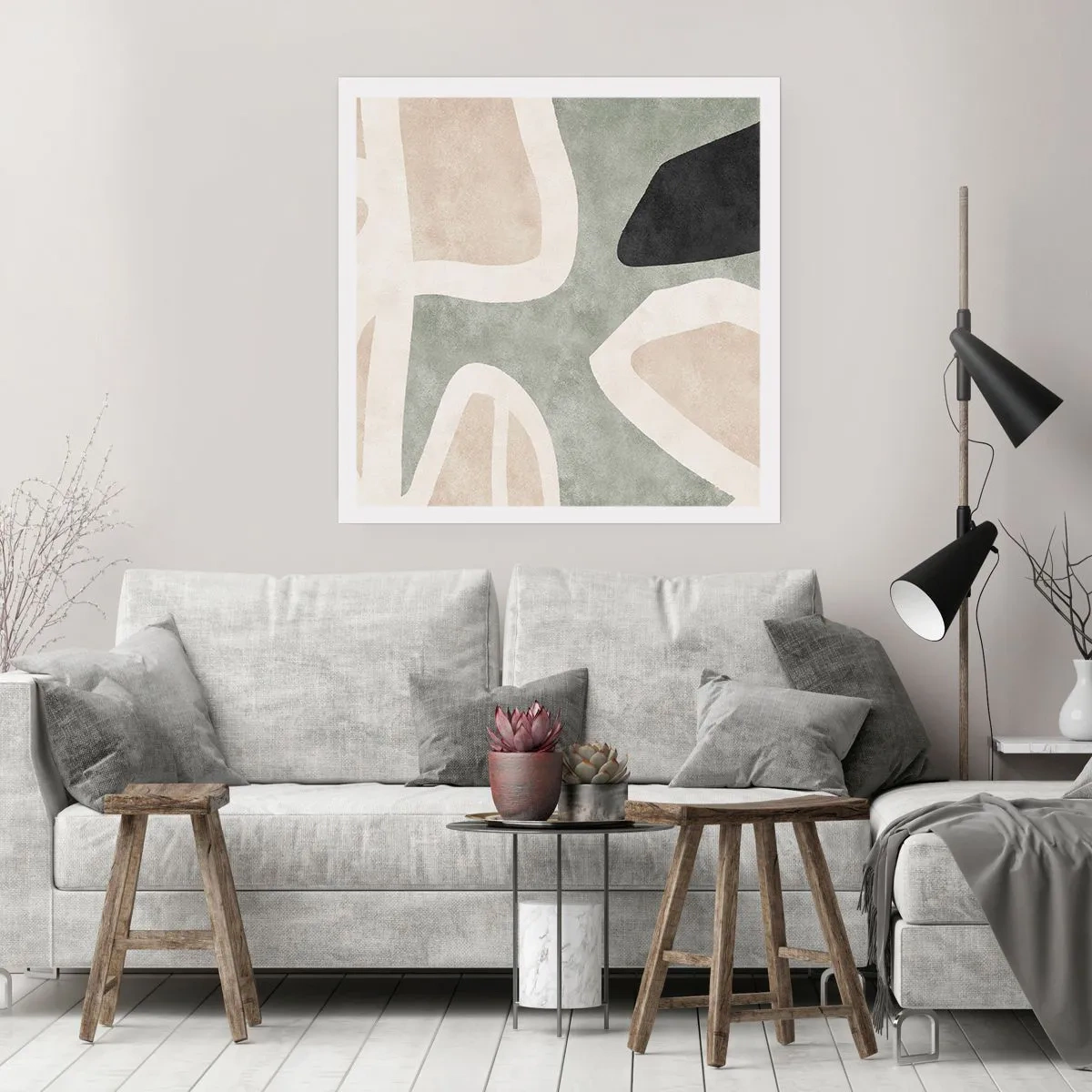 Poster - Composizione con motivi in nero - 30x30 cm