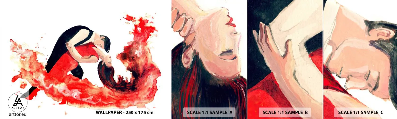 Campione Di Fotomurale Standard Eco - Tango: un'onda di passione - Danza, Musica, Ballerini - 100x30 cm