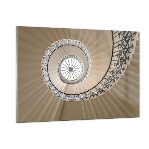 Quadro su vetro - Una vista su una scala a chiocciola che ricorda una conchiglia - 120x80cm - Al centro della chiocciola - Decorazione murale moderna per soggiorno e camera da letto ARTTOR