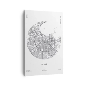 Quadro su tela - Stampe su Tela - Una mappa minimalista di Doha in bianco e nero con dettagli precisi. - 80x120cm - Anatomia di Doha - Decorazione murale moderna per soggiorno e camera da letto ARTTOR