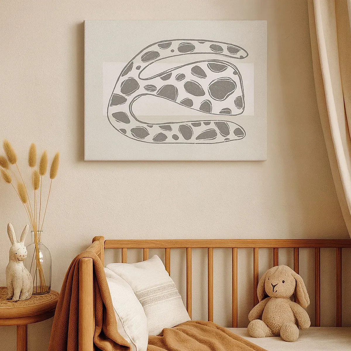 Quadro su tela - Stampe su Tela - Motivo organico astratto in tonalità di grigio - 70x50cm - Creatura stranissima - Decorazione murale moderna per soggiorno e camera da letto ARTTOR