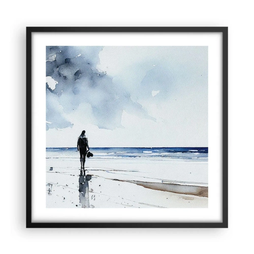 Poster in cornice nera - Dialogo con il mare - 50x50 cm