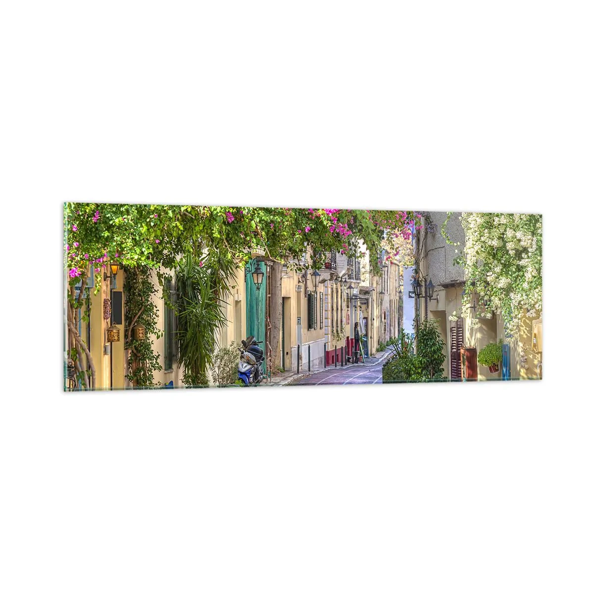 Quadro su vetro - Angolo fiorito - 90x30 cm
