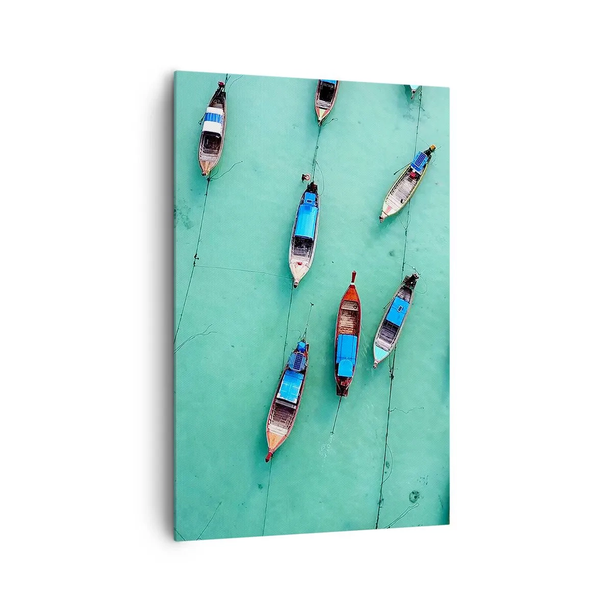 Quadro su tela - Stampe su Tela - Una vista a volo d'uccello delle barche sull'acqua turchese - 80x120cm - In gioiosa attesa - Decorazione murale moderna per soggiorno e camera da letto ARTTOR