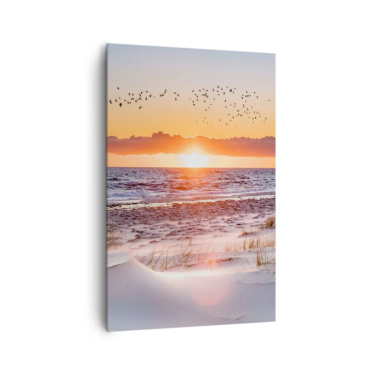 Quadro su tela - Stampe su Tela - Tramonto sul mare con vista sulle dune - 80x120cm - Paesaggio orizzontale - Decorazione murale moderna per soggiorno e camera da letto ARTTOR