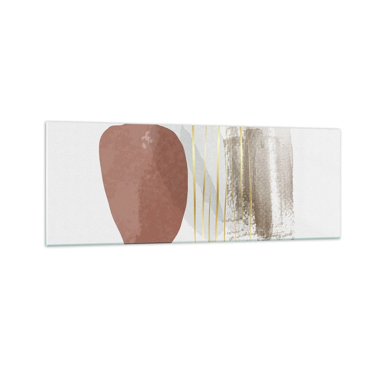 Quadro su vetro - Composizione astratta nei toni del beige e dell'oro - 140x50cm - Colonnato astratto - Decorazione murale moderna per soggiorno e camera da letto ARTTOR