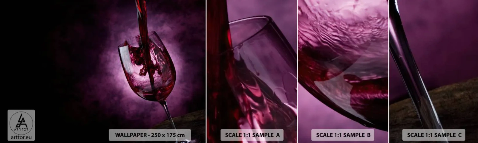 Campione Di Fotomurale Standard Eco - Scarlatto? Carminio? No, rubino - Bicchiere, Vino rosso, Pezzo - 100x30 cm