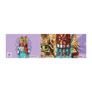 Campione di Fotomurale Adesivo Deluxe Sticker - Un gatto non solo con gli stivali - Astrazione, Gatto, Maglione di lana - 100x30 cm