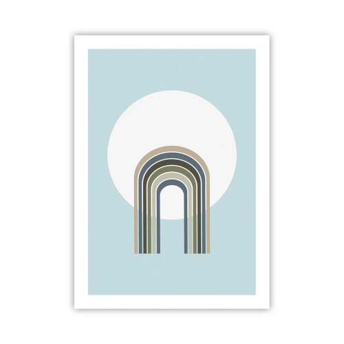 Poster - Un arco minimalista con tonalità pastello su uno sfondo circolare - 50x70cm - Attrazione irresistibile - Decorazione murale moderna per soggiorno e camera da letto ARTTOR