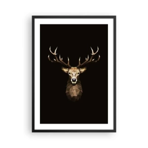 Poster in cornice nera - Immagine geometrica di un cervo su sfondo nero - 50x70cm - Cervo cubista - Decorazione murale moderna per soggiorno e camera da letto ARTTOR