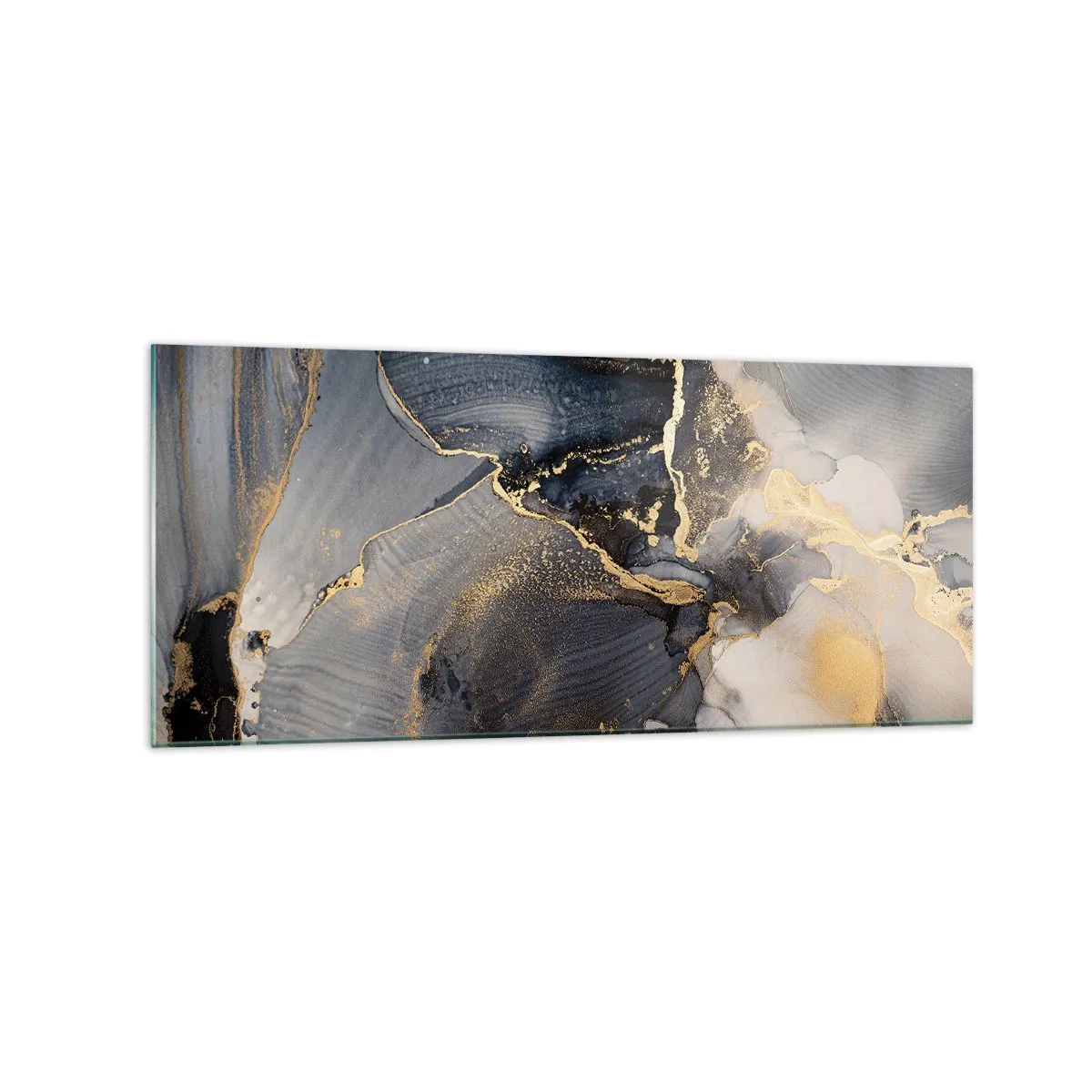 Quadro su vetro - Astratto oro e grigio su tela - 120x50cm - Vita di pietra - Decorazione murale moderna per soggiorno e camera da letto ARTTOR
