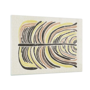 Quadro su vetro - Astrazione organica nei toni caldi della terra su uno sfondo chiaro - 70x50cm - Astrazione piena di vita - Decorazione murale moderna per soggiorno e camera da letto ARTTOR