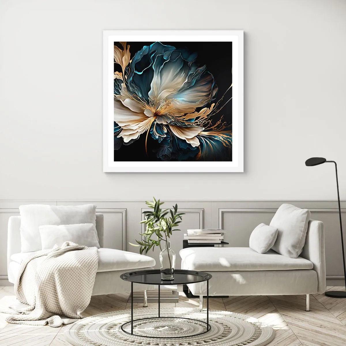 Poster in cornice bianca - Fantastico fiore di felce - 60x60 cm