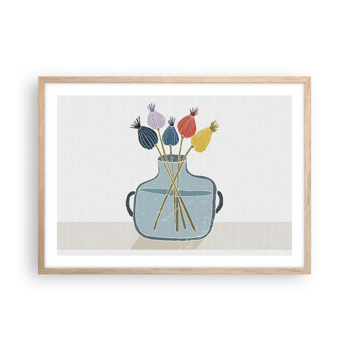 Poster in cornice rovere chiaro - Il silenzio dei papaveri - 70x50 cm