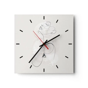 Orologio da parete - Orologio in Vetro - Contorno del viso minimalista con un fiore su uno sfondo chiaro - 30x30cm - La spirale della bellezza - Decorazione murale moderna per soggiorno e camera da letto ARTTOR