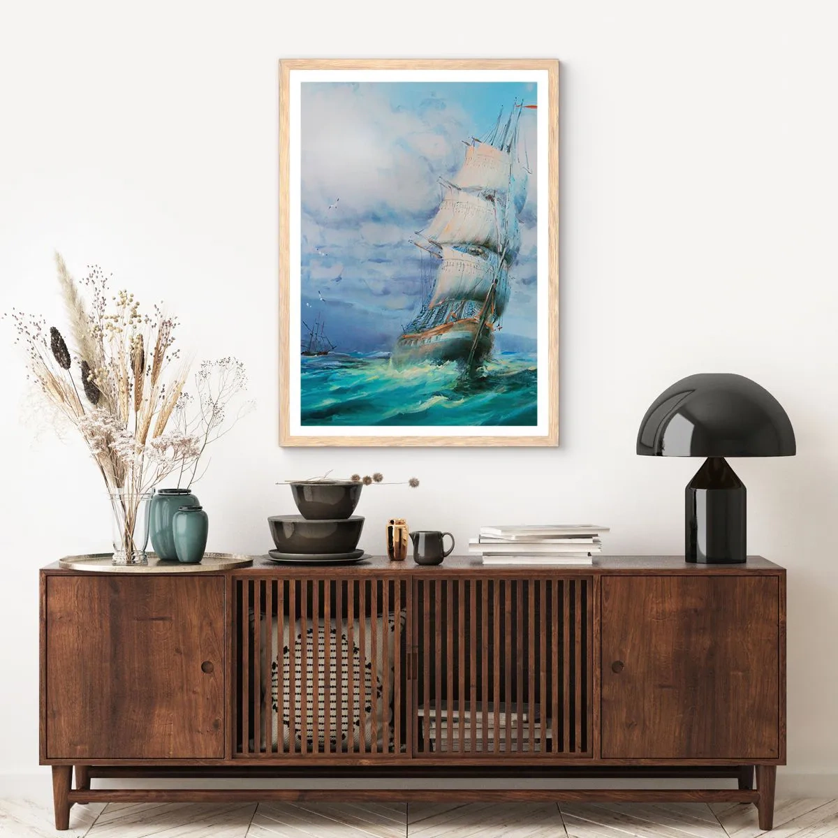 Poster in cornice rovere chiaro - Con il vento in favore - 30x40 cm