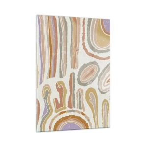 Quadro su vetro - Forme astratte colorate che ricordano sezioni trasversali di minerali - 50x70cm - Sezioni colorate - Decorazione murale moderna per soggiorno e camera da letto ARTTOR