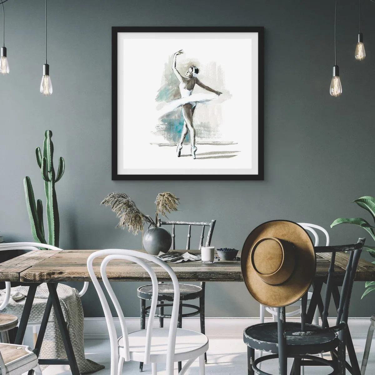 Poster in cornice nera - Tramutata in un cigno - 60x60 cm