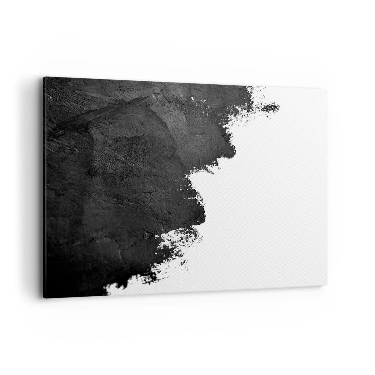 Quadro su tela - Stampe su Tela - Astrazione in bianco e nero con pennellate contrastanti - 120x80cm - Gli elementi: la terra - Decorazione murale moderna per soggiorno e camera da letto ARTTOR